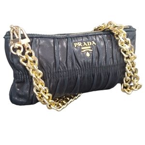 Prada GAUFRE POUCH IN CALFSKIN w chain